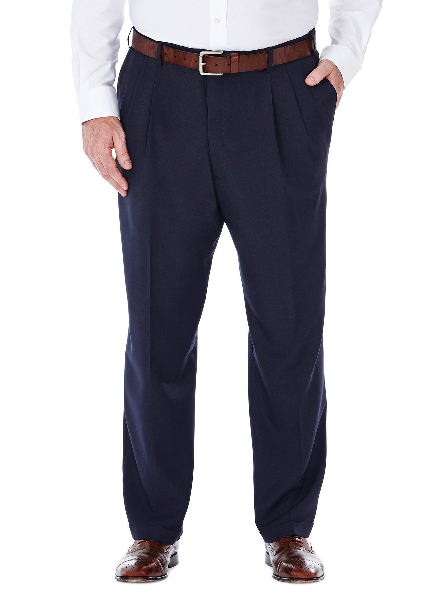Haggar Big & Tall E-CLO Stria Dress Pants, Pleated Front