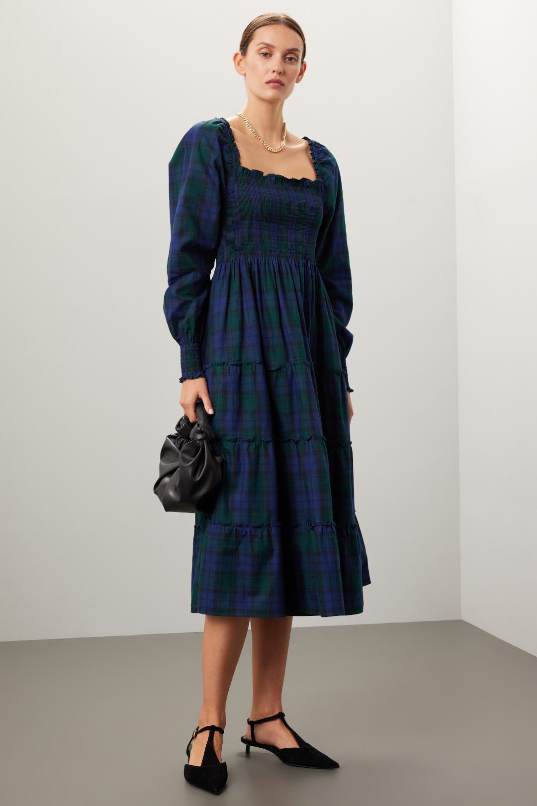 Hill House Home Tartan Naomi Nap Dress Blue-green-print