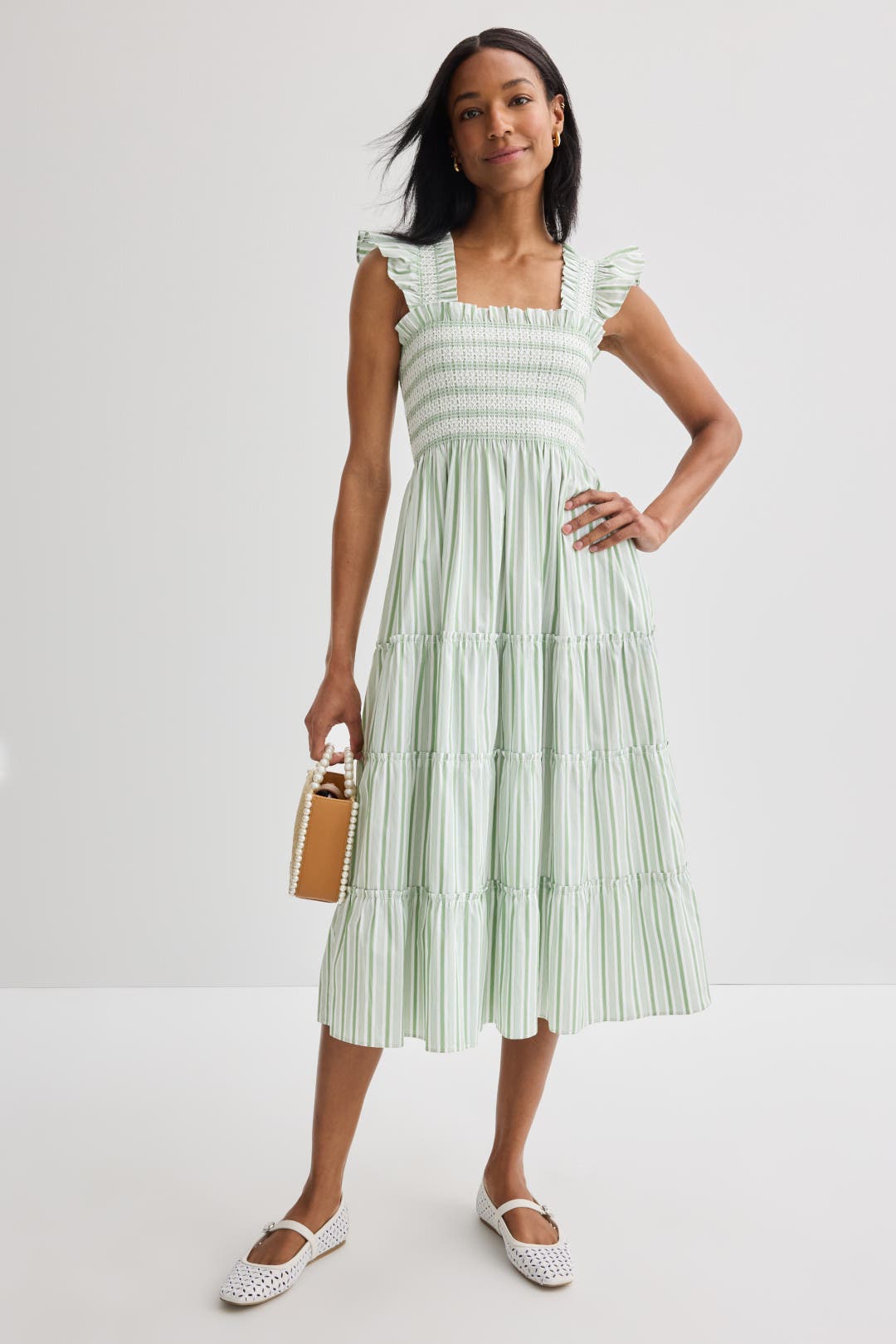 Hill House Home Green Stripe Ellie Nap Dress Green-white-print
