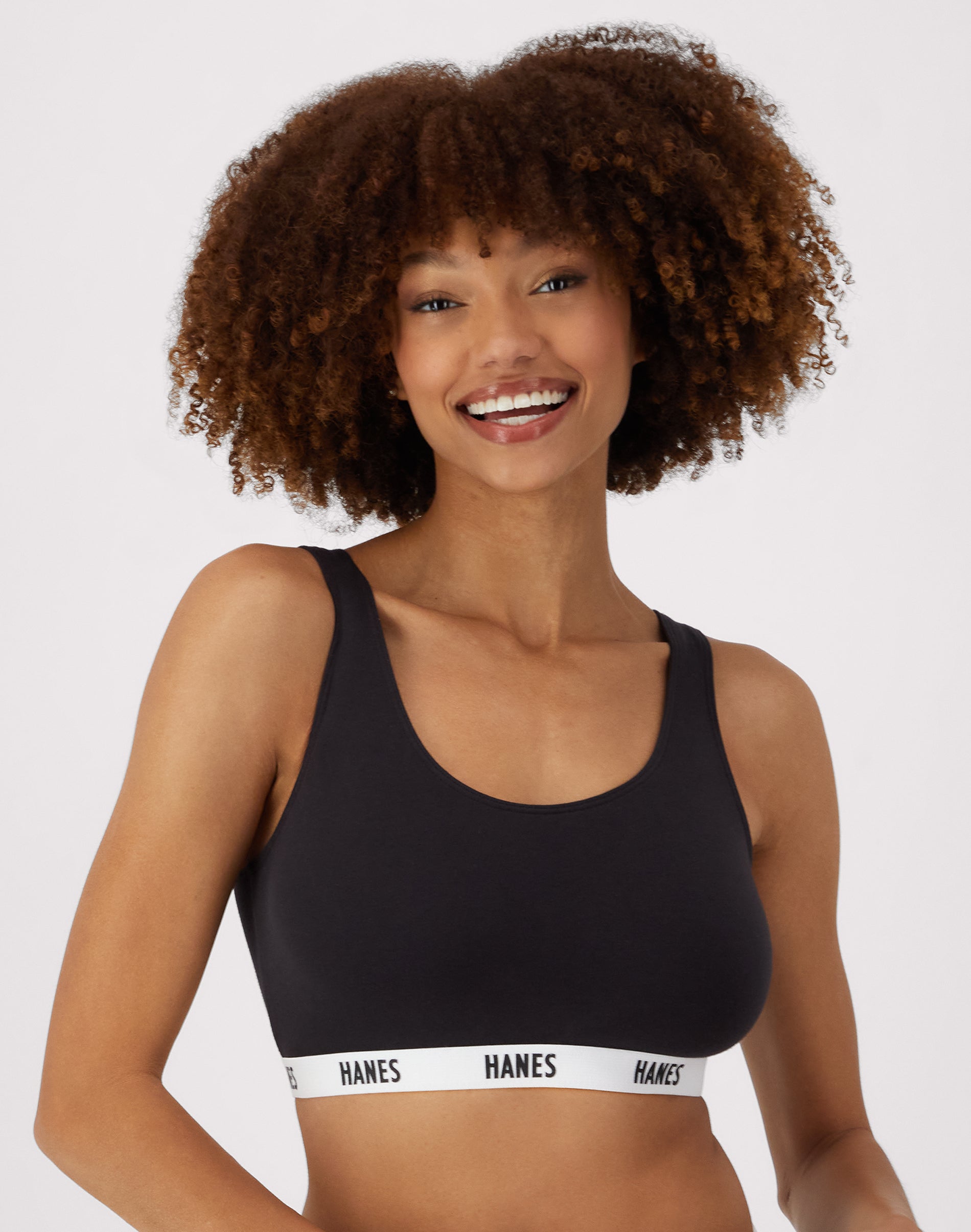 Hanes Originals Women's Pullover Bralette, Moisture-Wicking Stretch Cotton Black
