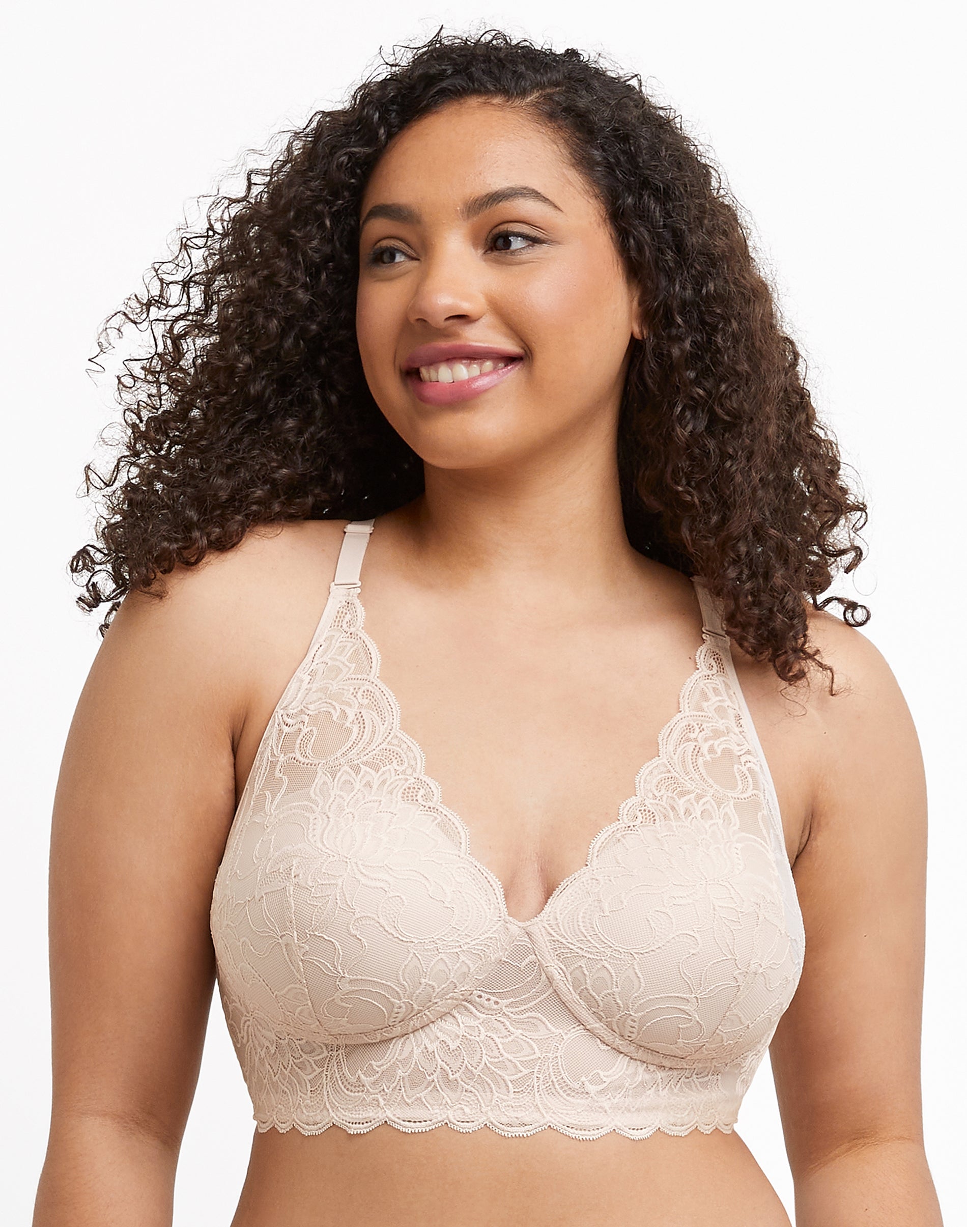 Maidenform Lightly Lined Convertible Lace Bralette Sandshell Bloom B Women's