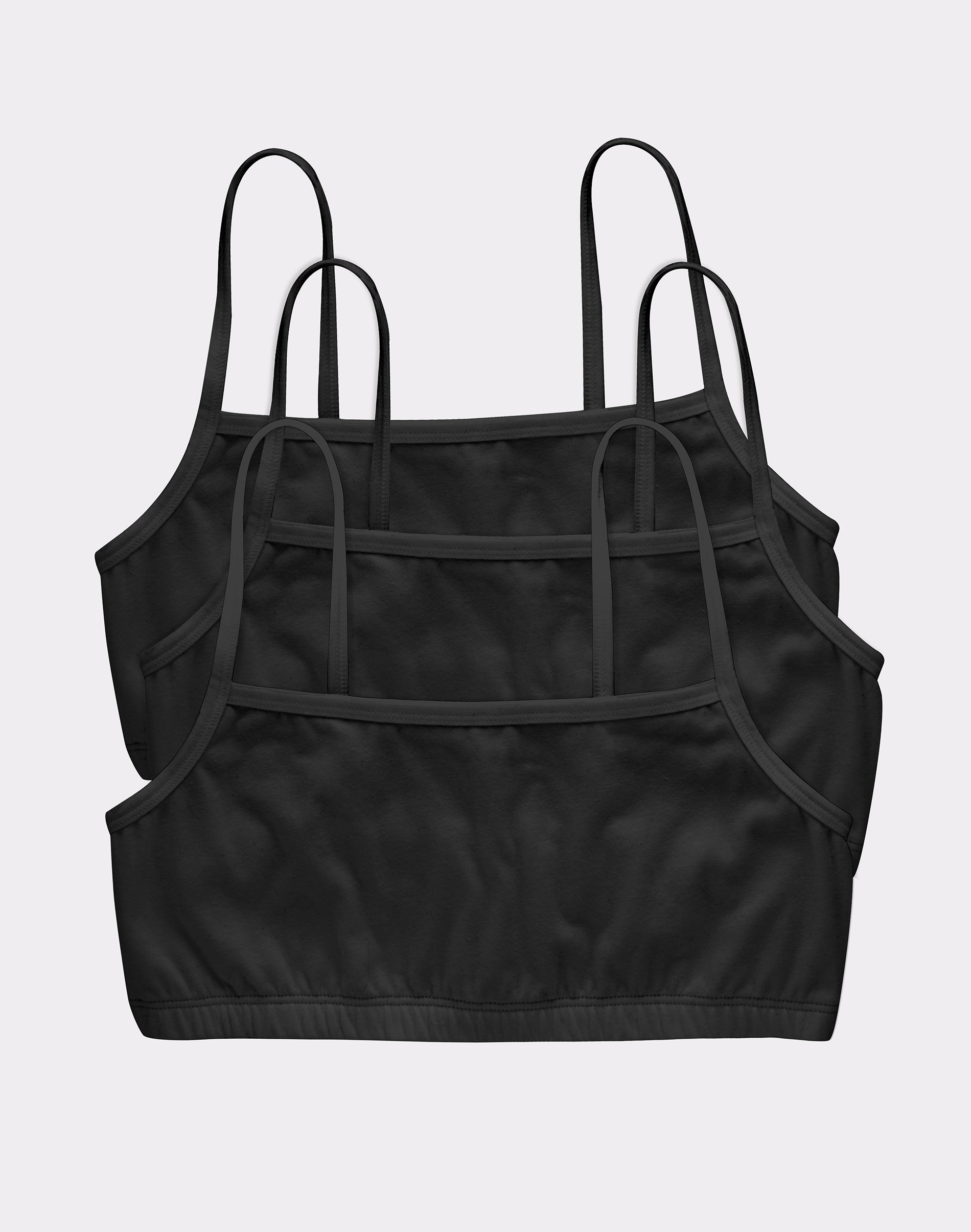 Hanes Women's String Crop Bralette, -Pack BlackBlackBlack