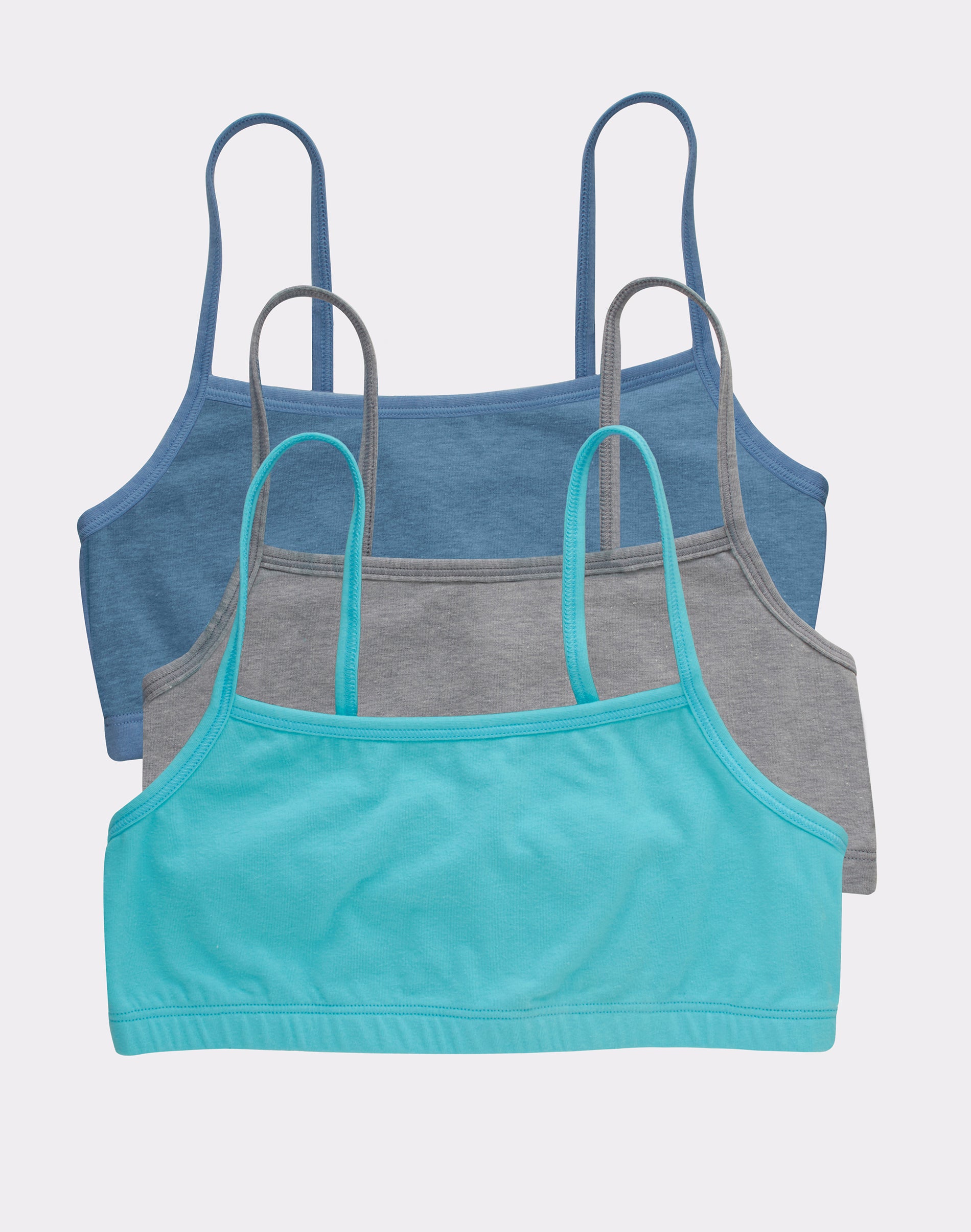Hanes Women's String Crop Bralette, -Pack Denim Jacket Blue HeatherConcrete HeatherUltra