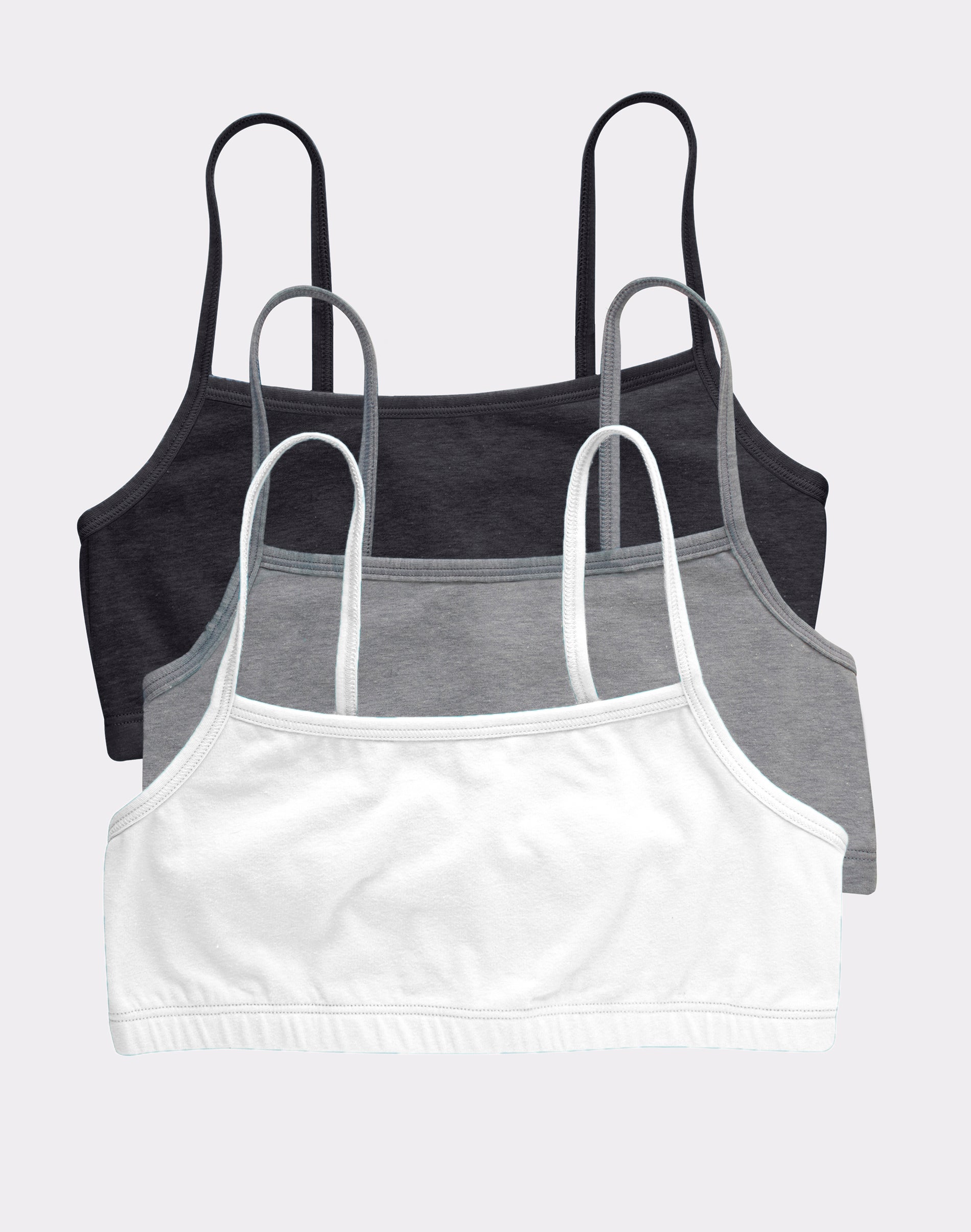 Hanes Women's String Crop Bralette, -Pack Moon Sky HeatherConcrete HeatherWhite
