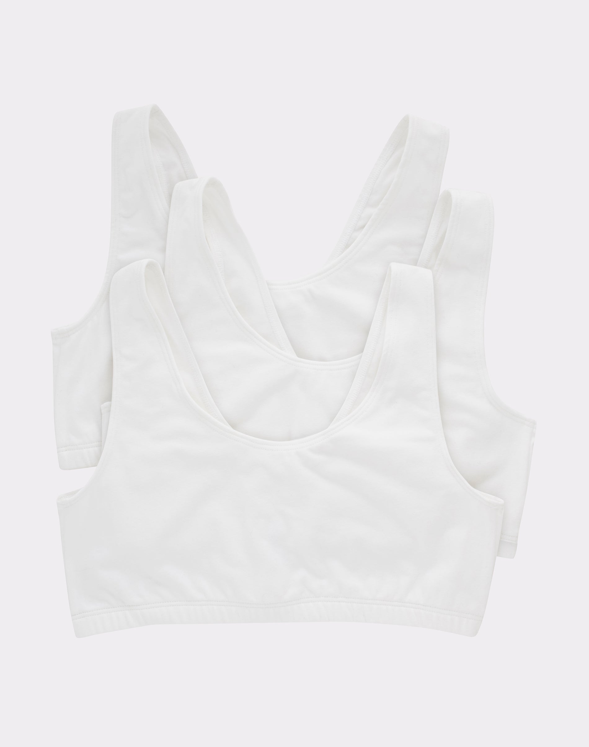 Hanes Women's Cotton Scoopneck Crop Sports Bralette, Low Impact, -Pack WhiteWhiteWhite