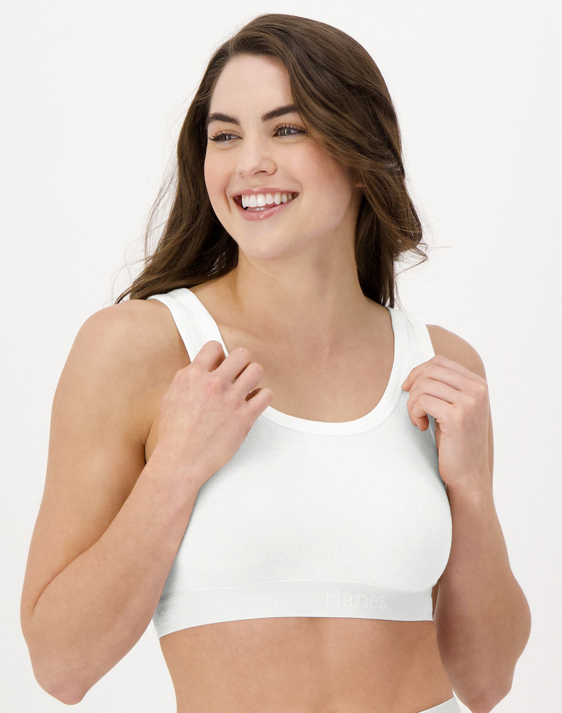 Hanes Originals Women's SuperSoft Comfywear Rib Banded Crop Top Pearl