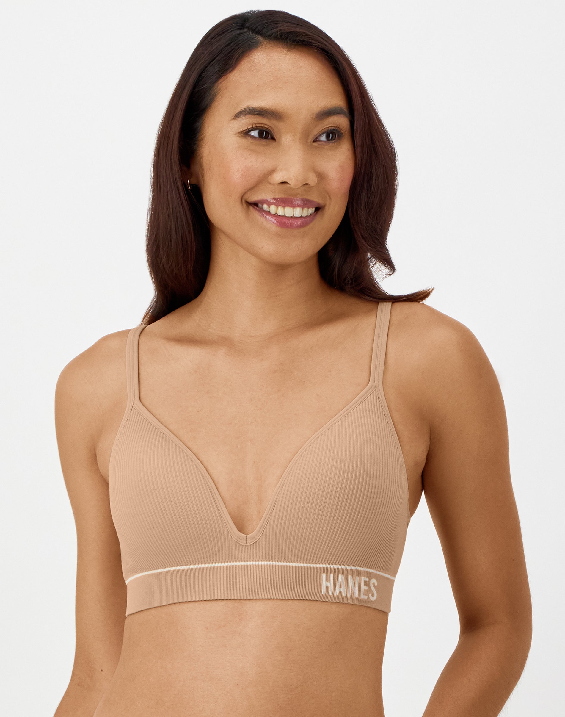 Hanes Originals Women's Seamless Rib Contour Bralette Deep Glow