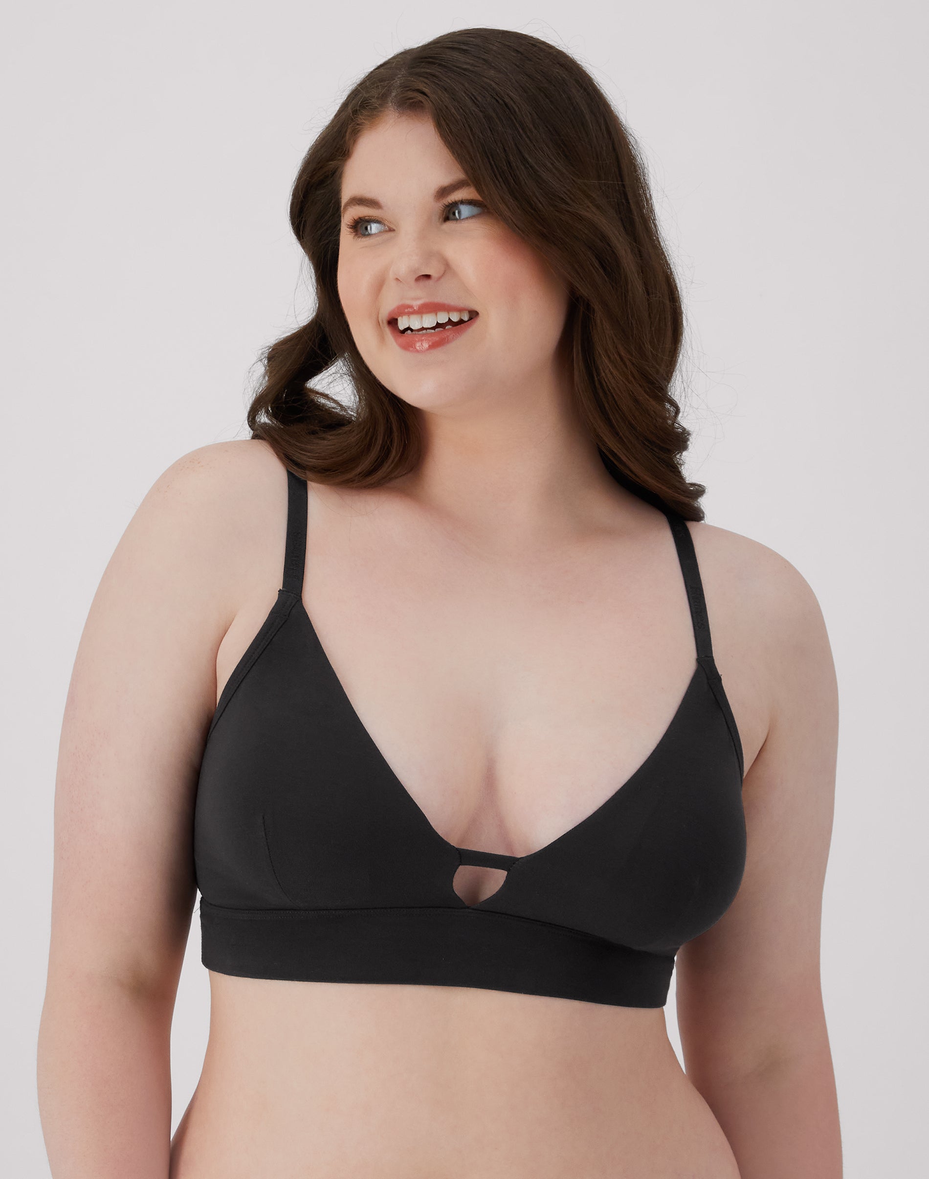 Hanes Originals Women's SuperSoft Longline Triangle Bralette Black