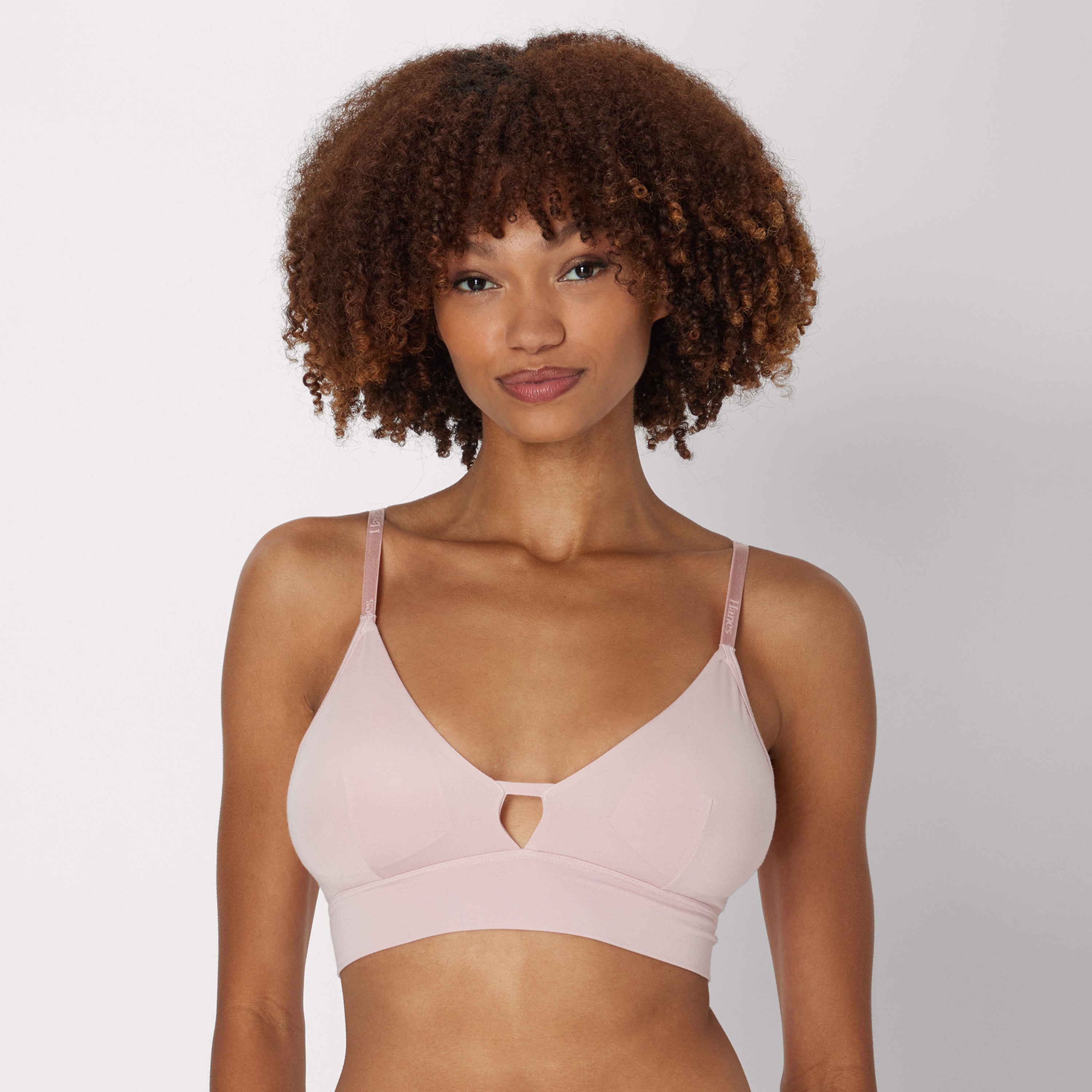 Hanes Originals Women's SuperSoft Longline Triangle Bralette Cotton Candy Pink