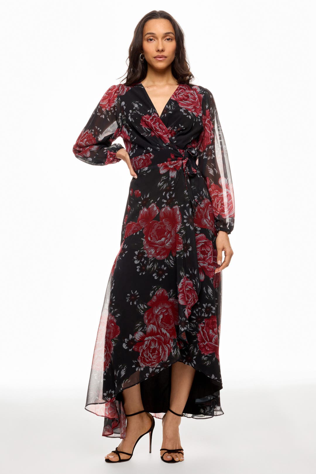 Hutch Floral Bridge Dress Black-pink-print