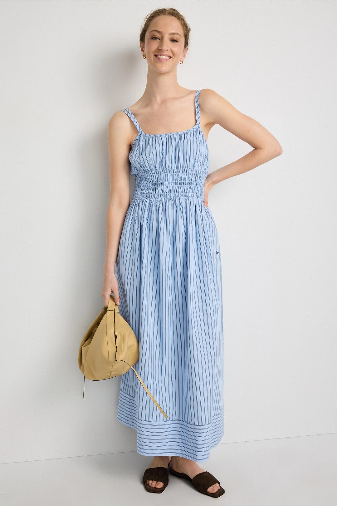 Boss Striped Maxi Sundress Blue-print