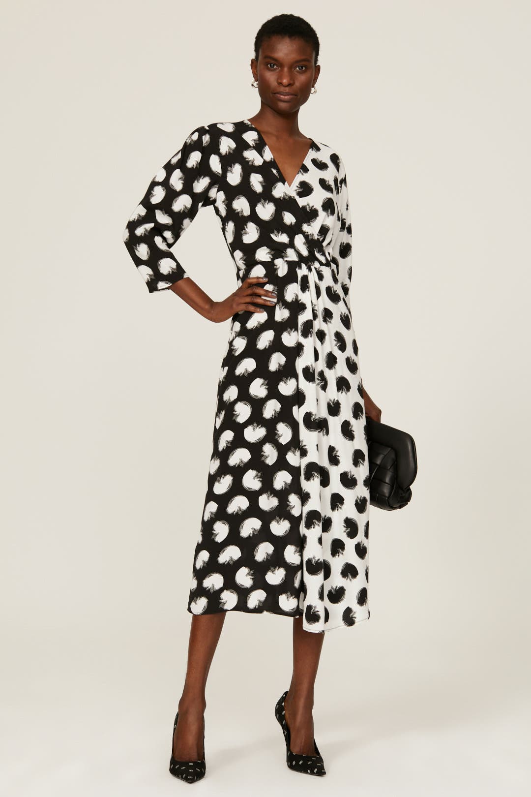 Boss Danotta Palm Wrap Dress Black-white-print