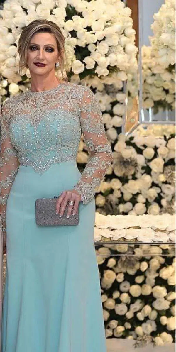 Elegant Luxury Crystals Beading Two Styles Chiffon Plus Size Party Gowns Evening Dress - Style B Floor Length
