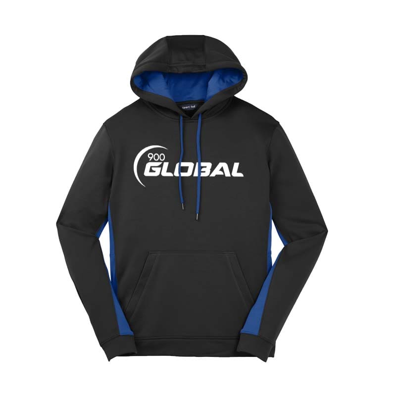 Global Mens Coolwick Black Royal Fleece Colorblock Hoodie