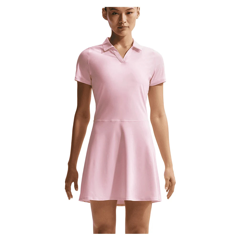 Women's Dri-FIT Victory Tennis Polo Dress Pink Foam and White - Pink FoamWhite