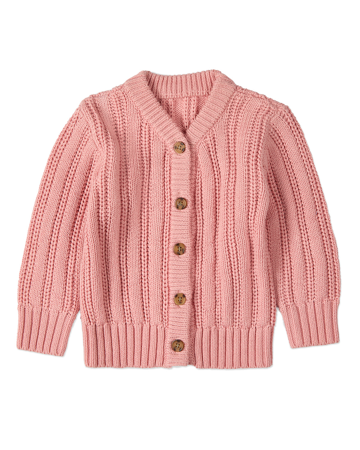 Kids Cozy Oversized Cable-Knit Cardigan Sweater - - Months Pink