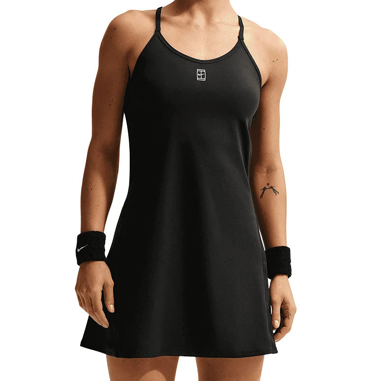 Women's Court Dri-FIT Advantage Strap Tennis Dress Black and White - BlackWhite