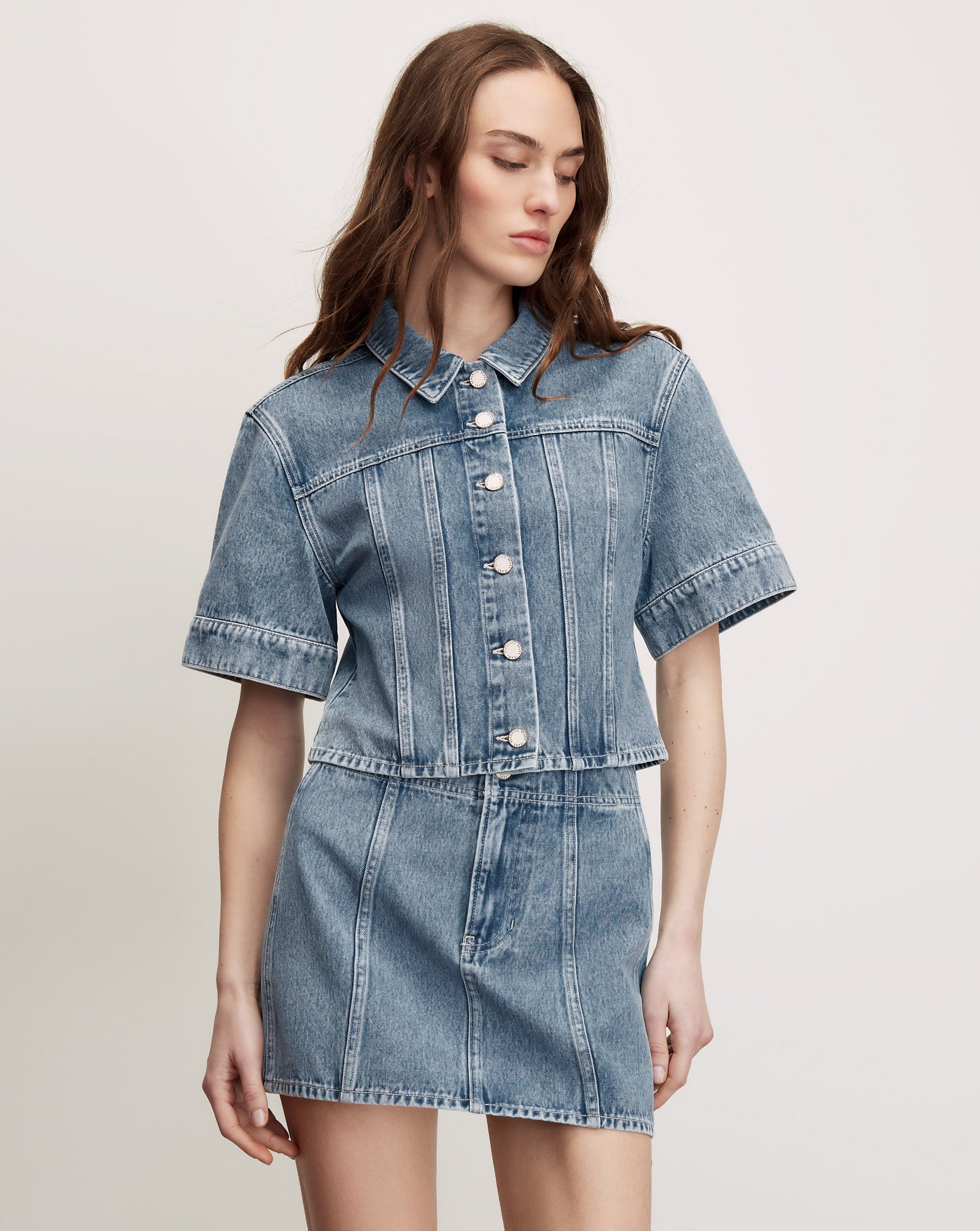 Veronica Beard Malcom Cropped Denim Jacket Silver Dust