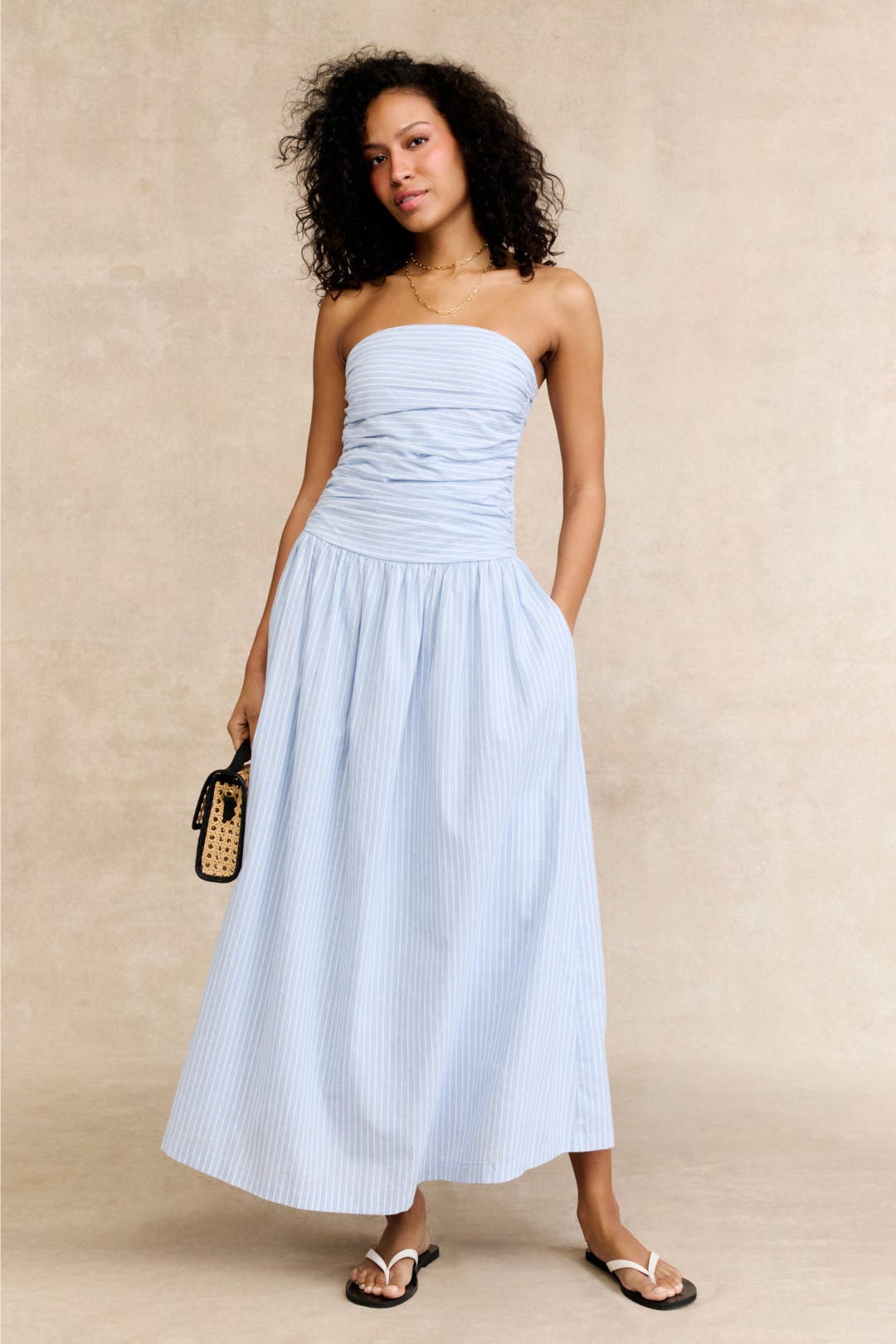 Joe's Jeans Reina Maxi Dress Blue-white-print