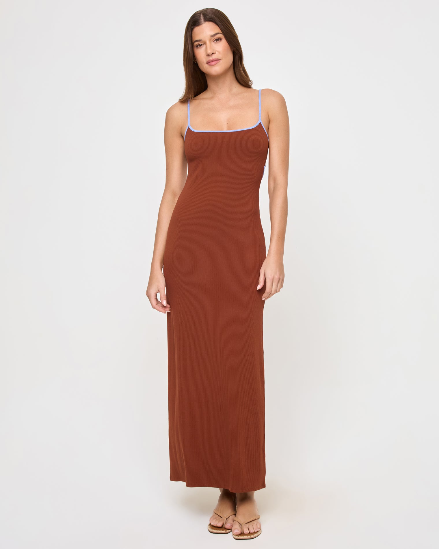 Jordana Dress - Tobacco Peri Blue