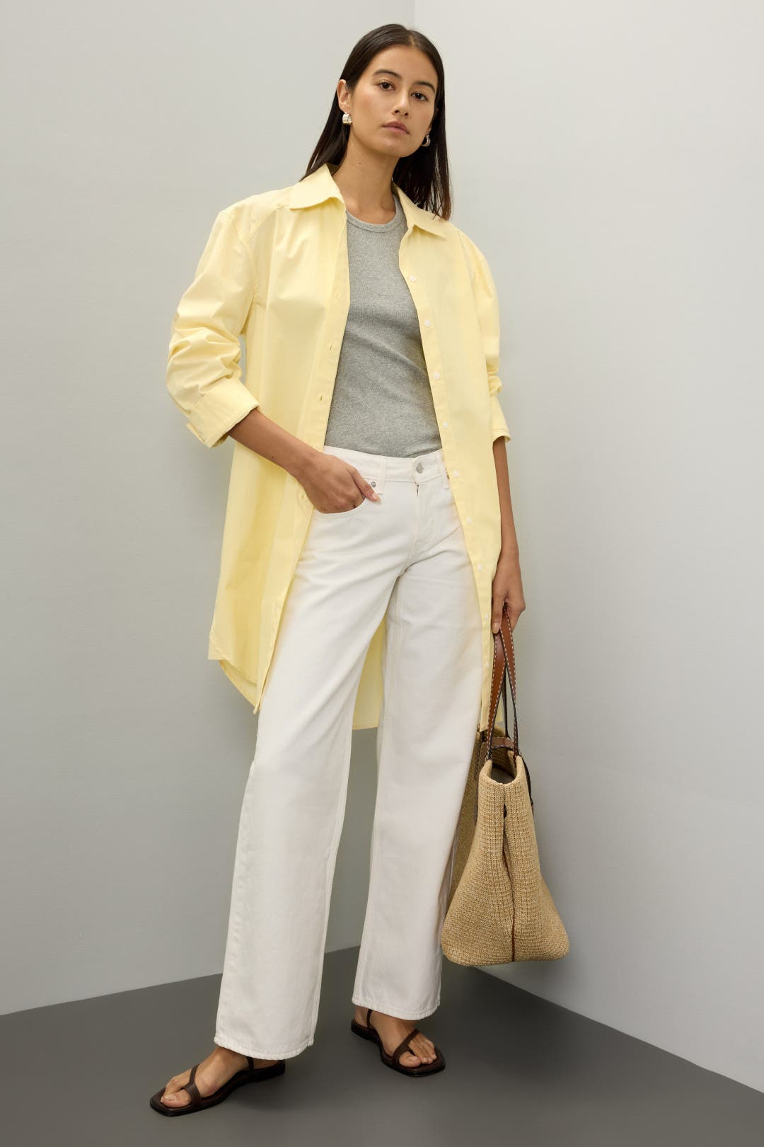 Saunders x RTR Oversized Button Up Dress Yellow