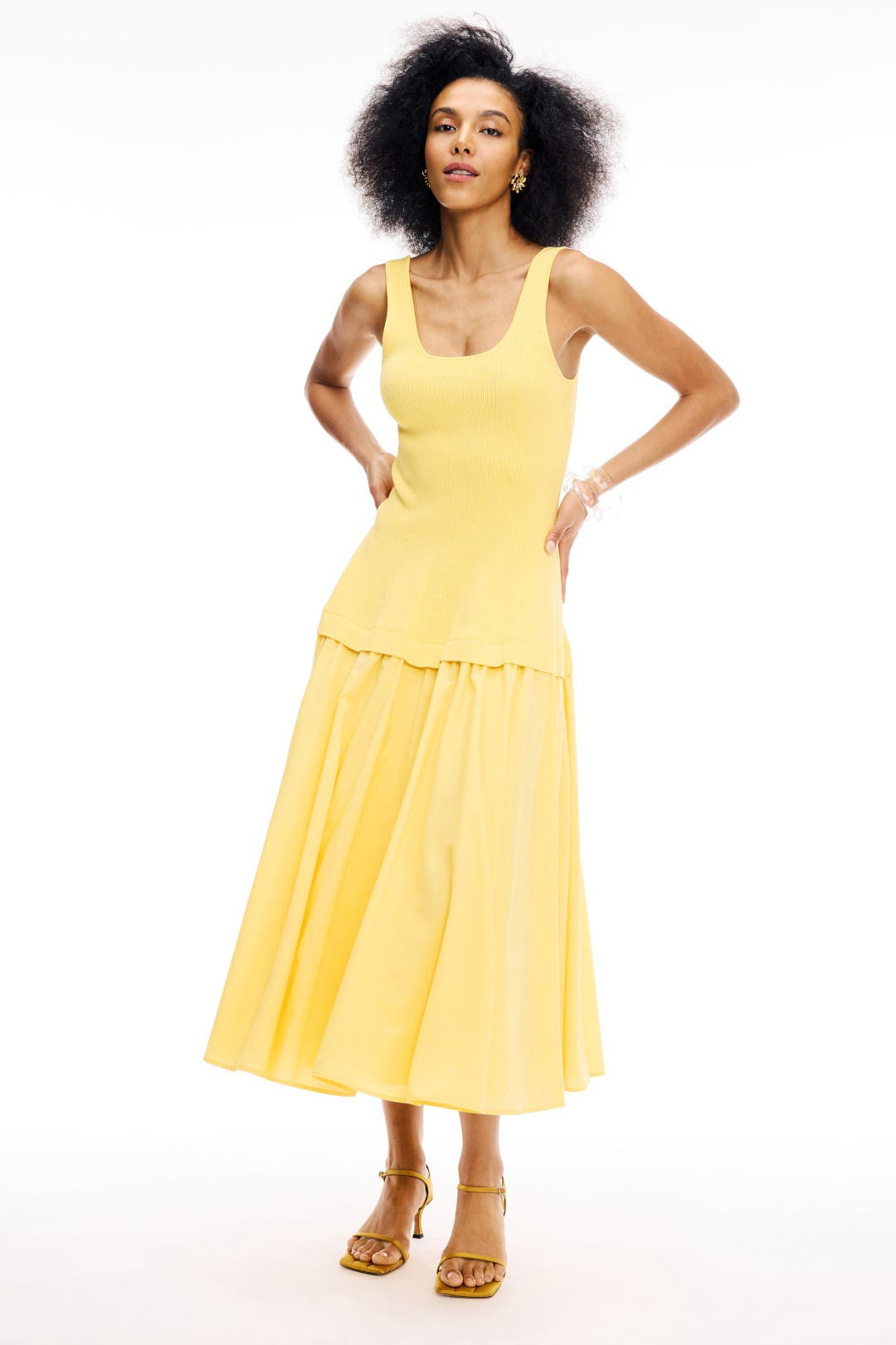 Simkhai Silas Knit Midi Dress Yellow