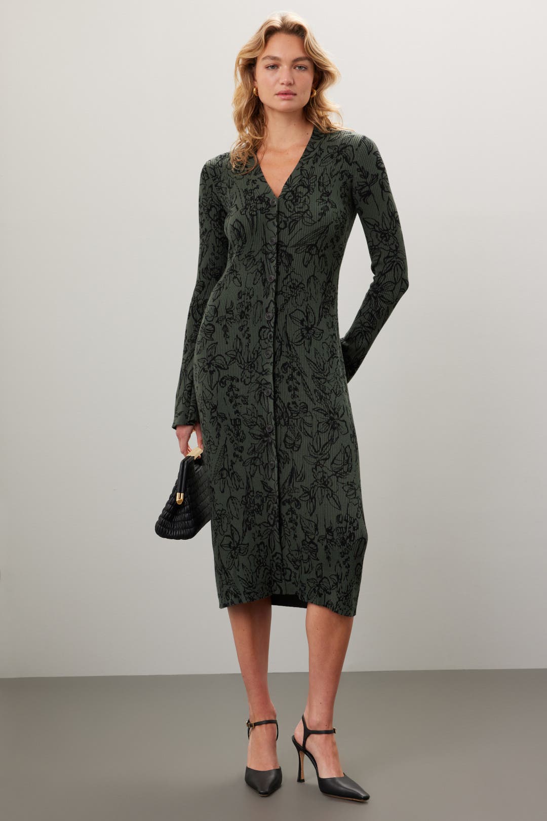 Jason Wu x RTR Floral Cardigan Dress Grey-print
