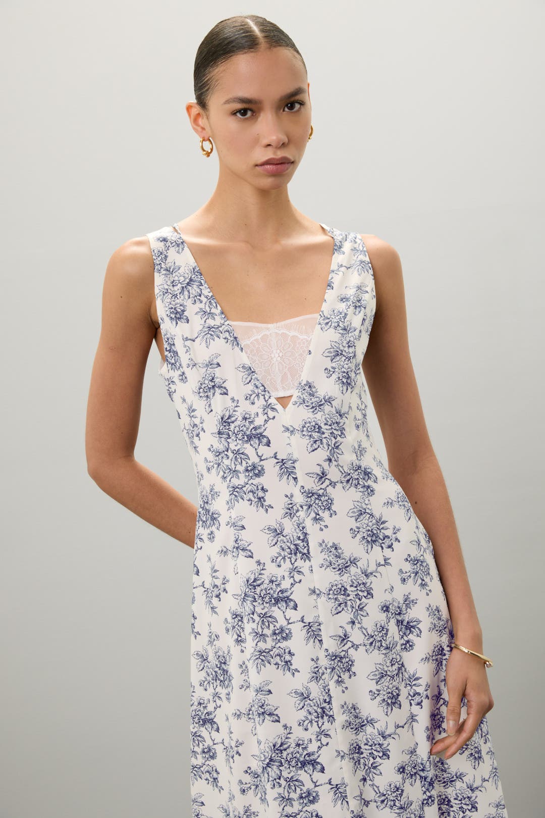 Jason Wu x RTR Lace Inset Printed Dress White-blue-print