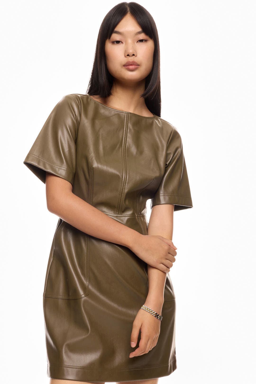 Jason Wu x RTR Faux Leather Mini Dress Green