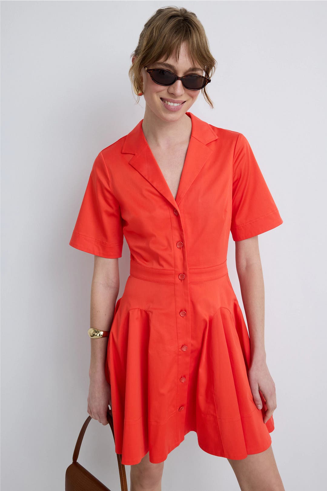 Jason Wu x RTR Short Sleeve Shirt Dress Orange