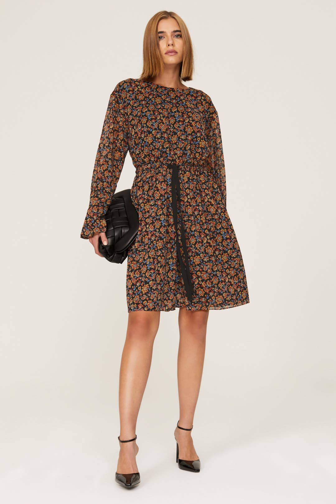 Jason Wu x RTR Floral Tie Waist Dress Brown-multicolored-print