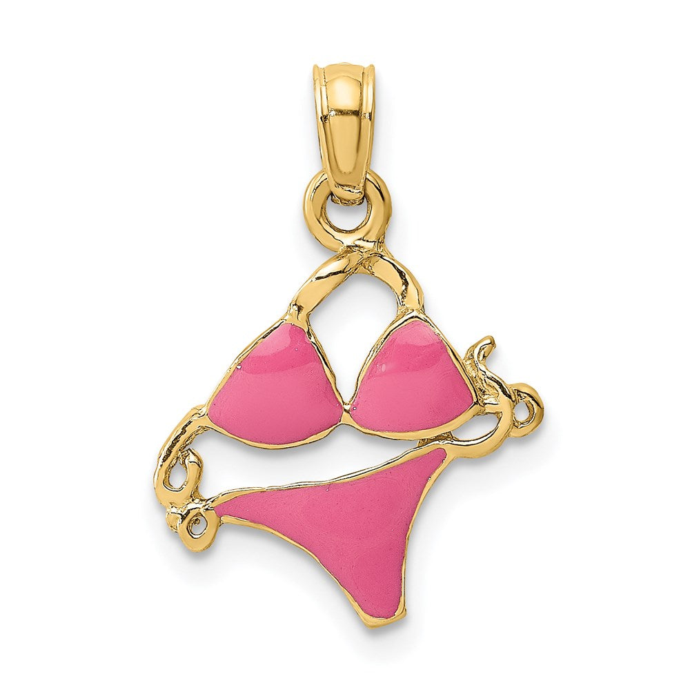 K Yellow Gold Pink Enameled Bikini Bathing Suit Charm