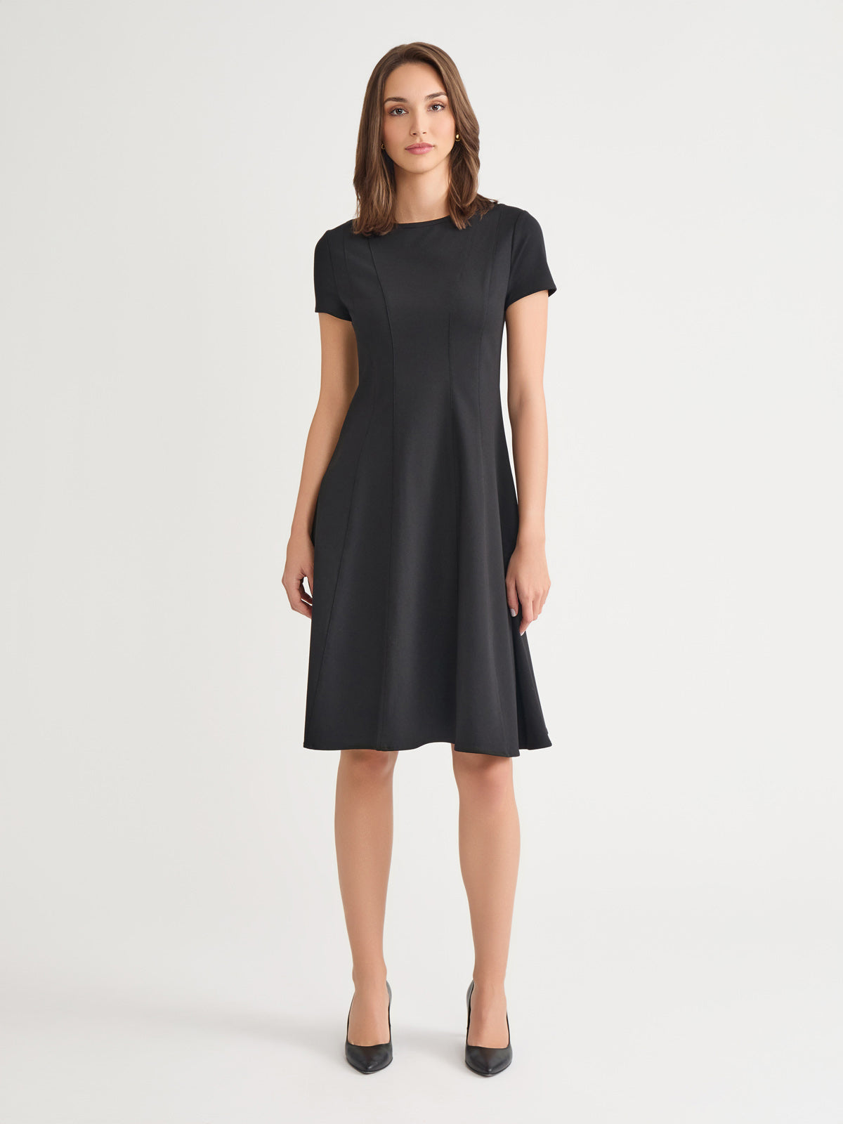 Fit & Flare LuxeStretch Ponte Dress, Black
