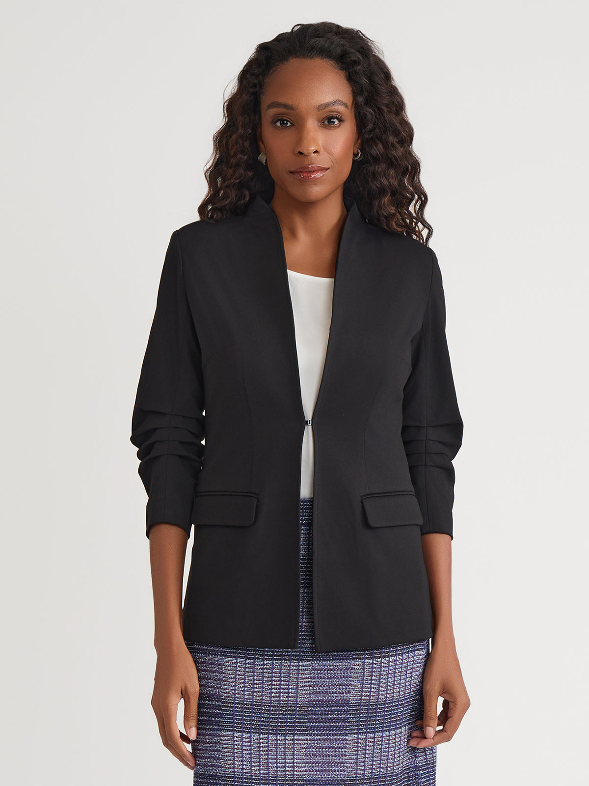 Tailored LuxeStretch Ponte Blazer, Black