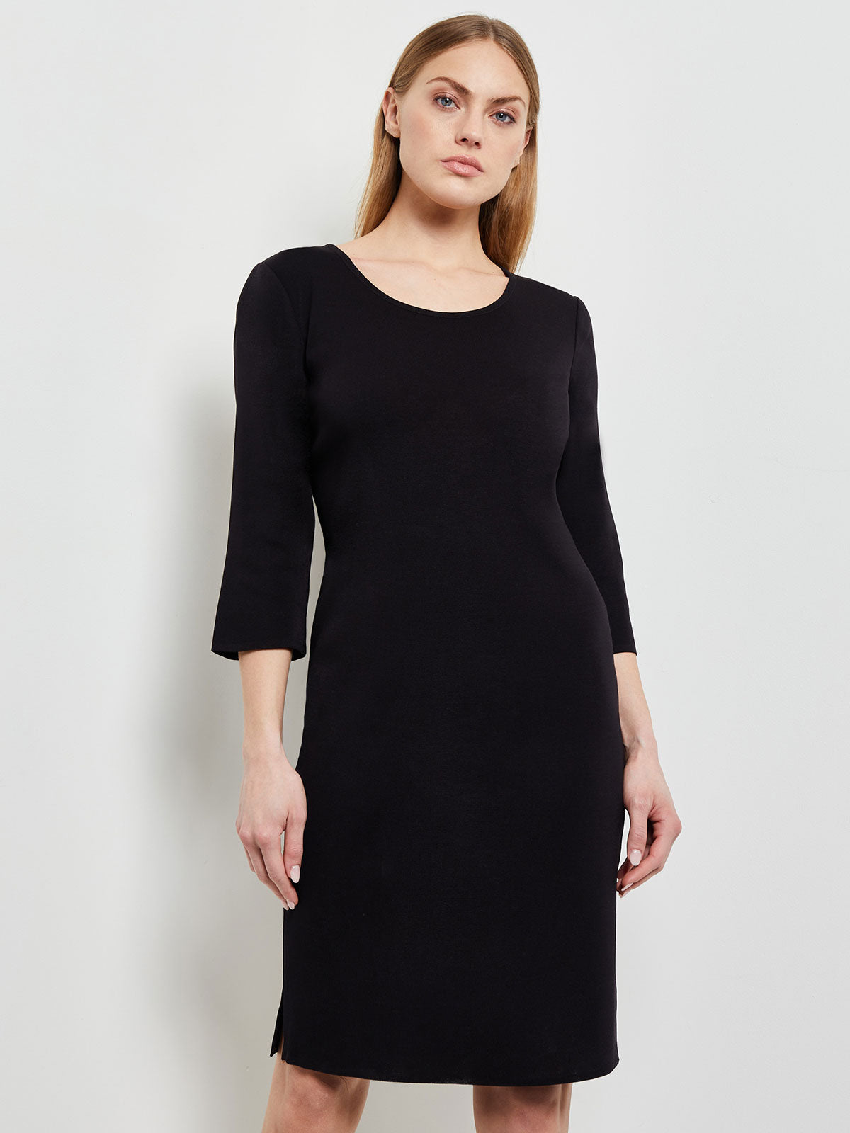Sleeve Mylana Knit Sheath Dress, Black