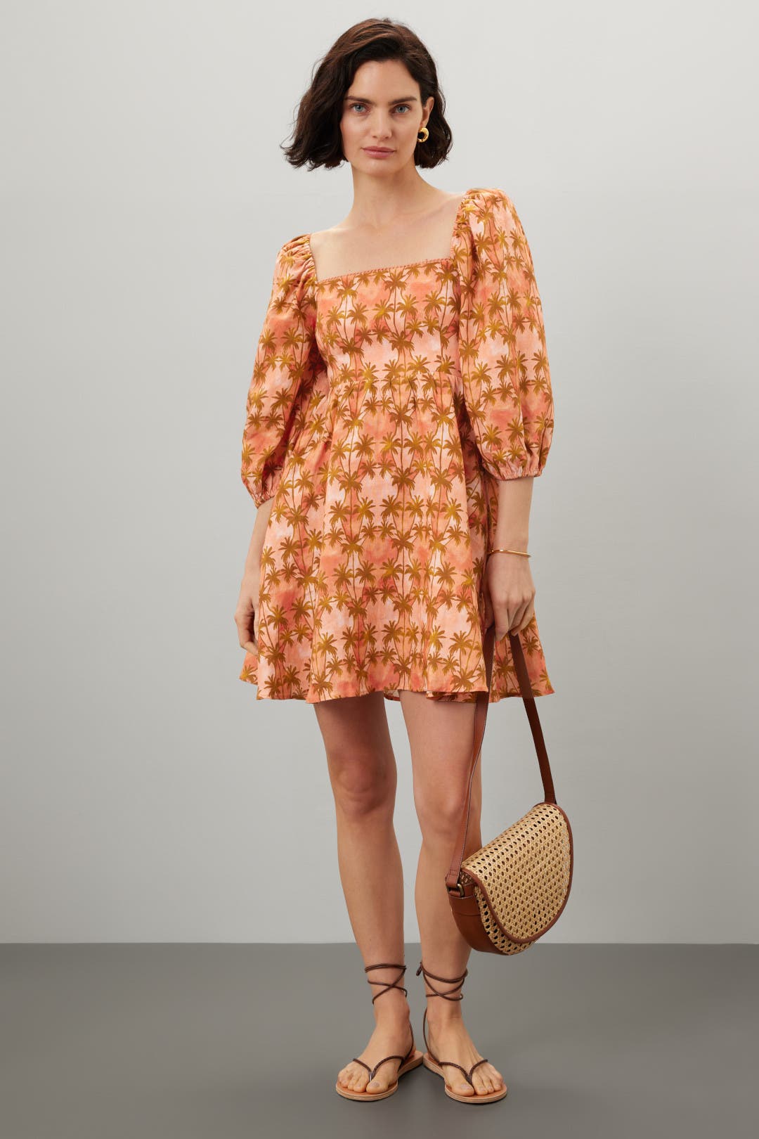 Kivari Leilani Mini Dress Orange-cream-print