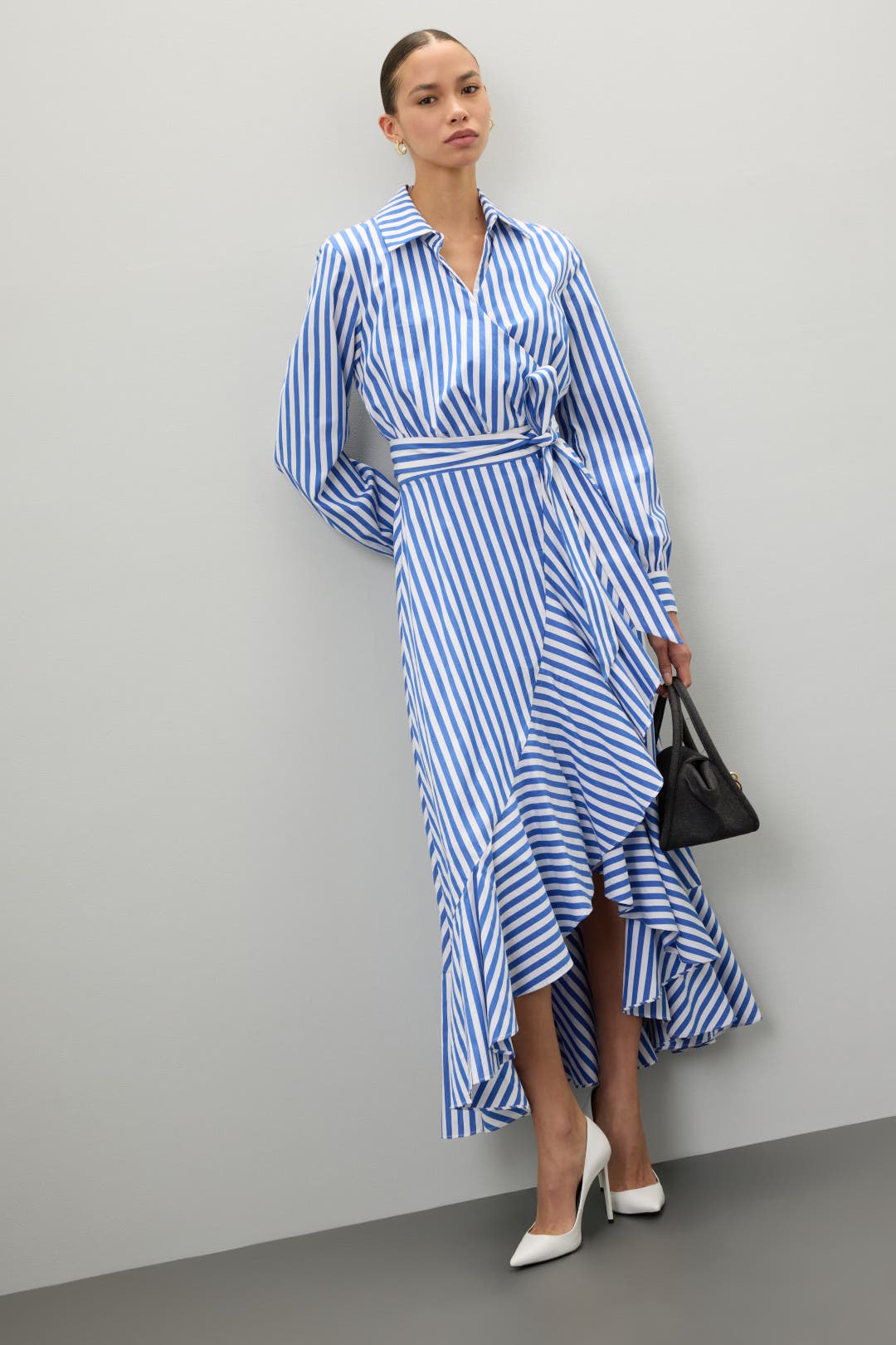 kate spade new york Julia Stripe Wrap Dress Blue-white-print
