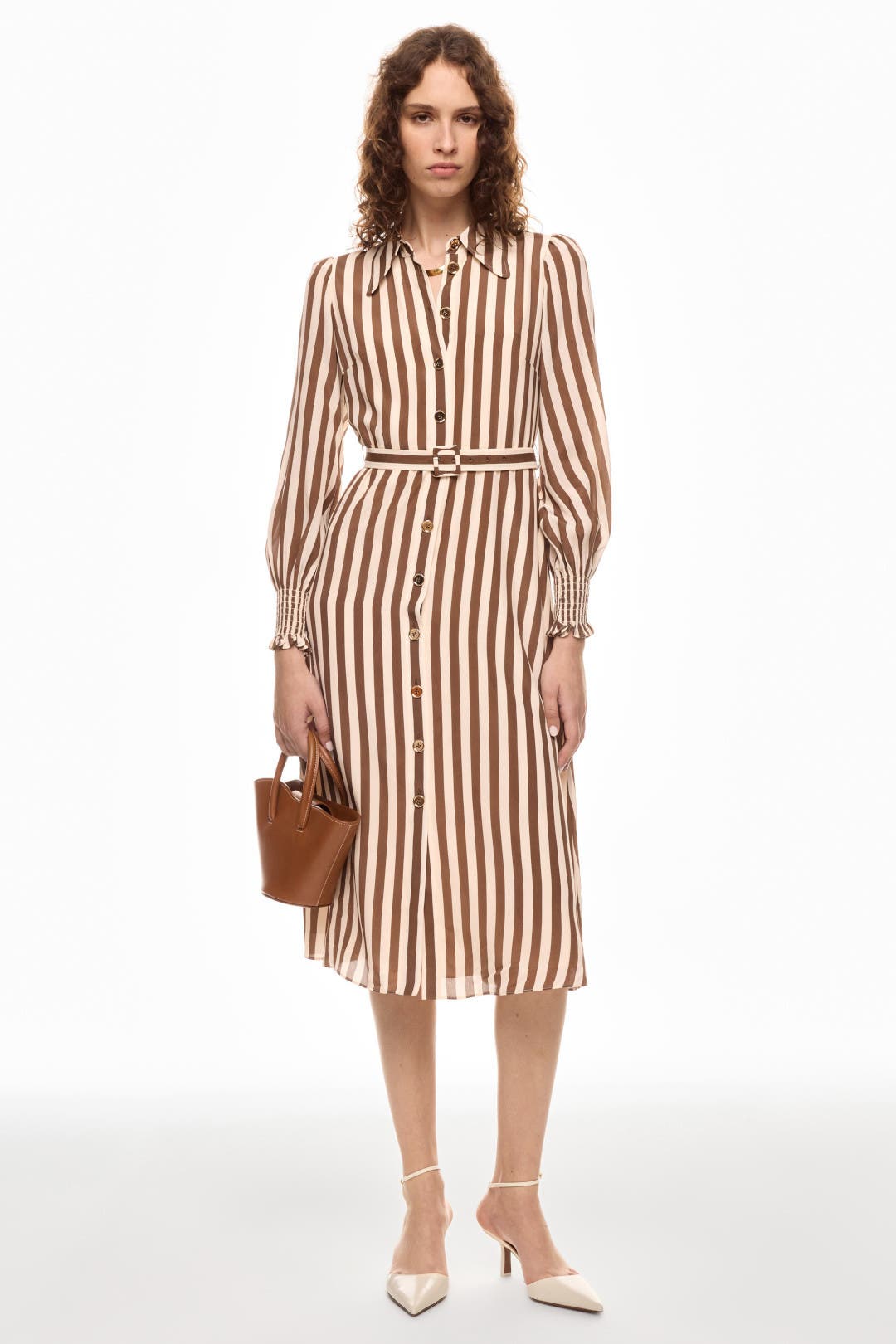 L.k. Bennett Emelia Shirt Dress Brown-white-print