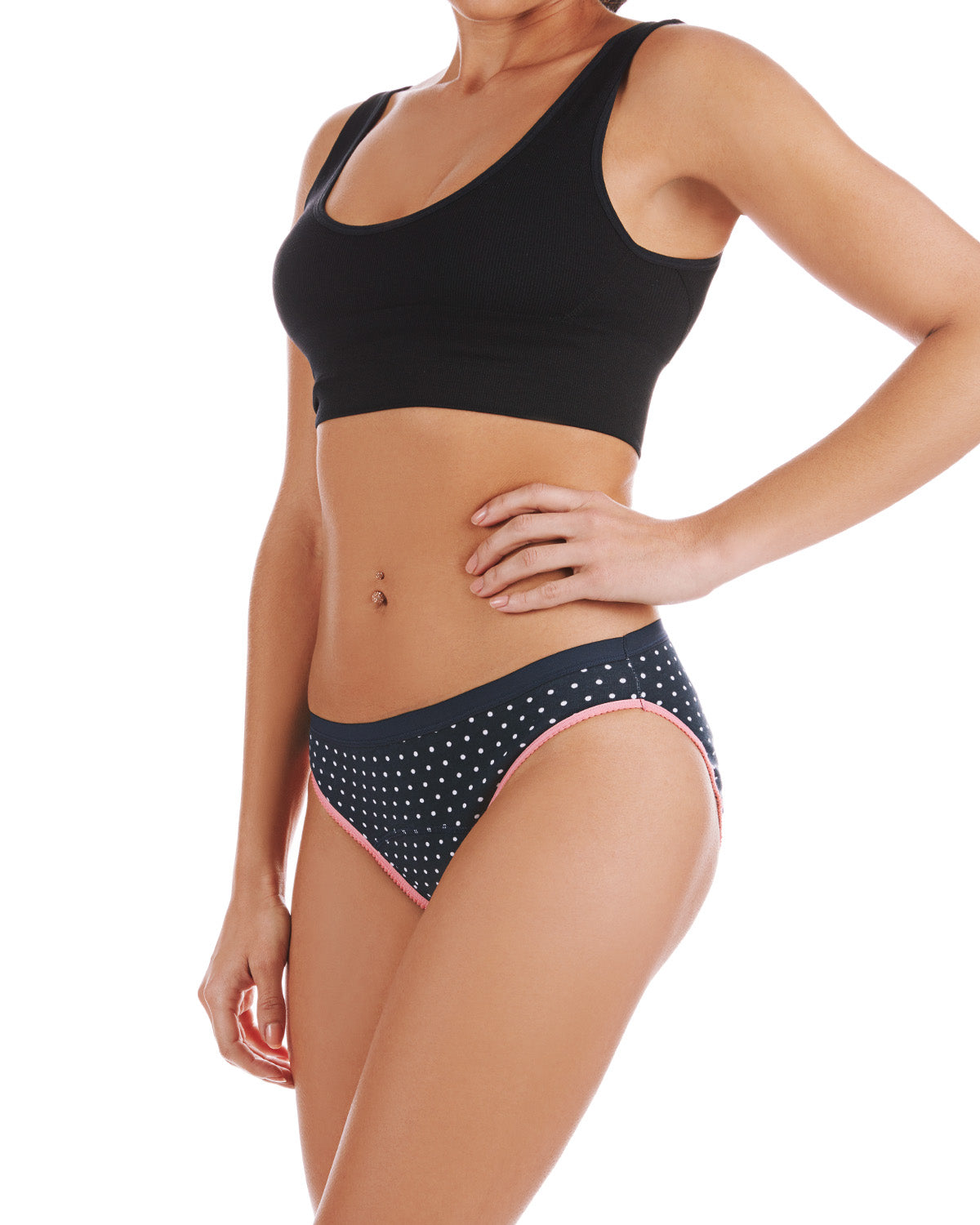 Women's Love Luna First Period Polka Dot Bikini Brief Panty - Navy