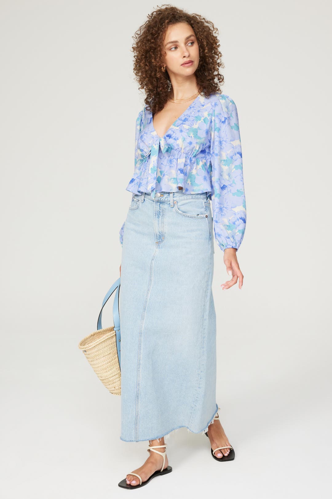 Louna Blue Floral Blouse Blue-multicolored-print