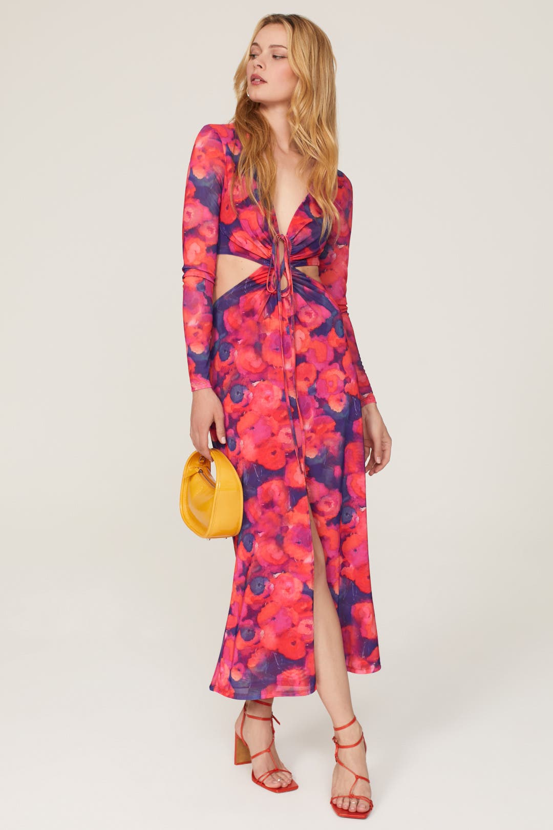Louna Cutout Midi Dress Pink-multicolored-print
