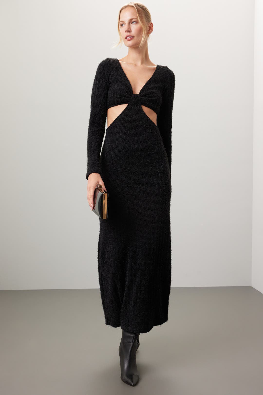 Louna Black Rib Midi Dress Black