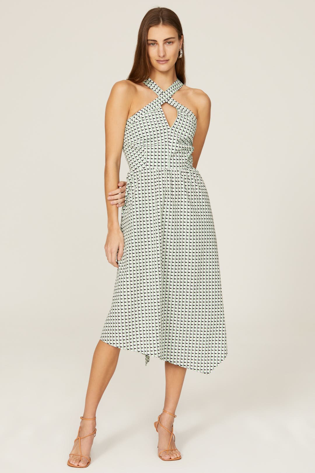 Love, Whit by Whitney Port Geo Print Halter Dress Green-multicolored-print