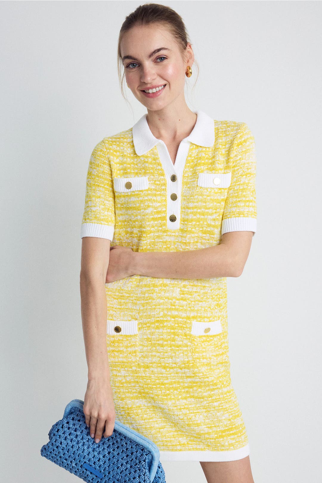 Lilly Pulitzer Theodorah Polo Sweater Dress Yellow-white