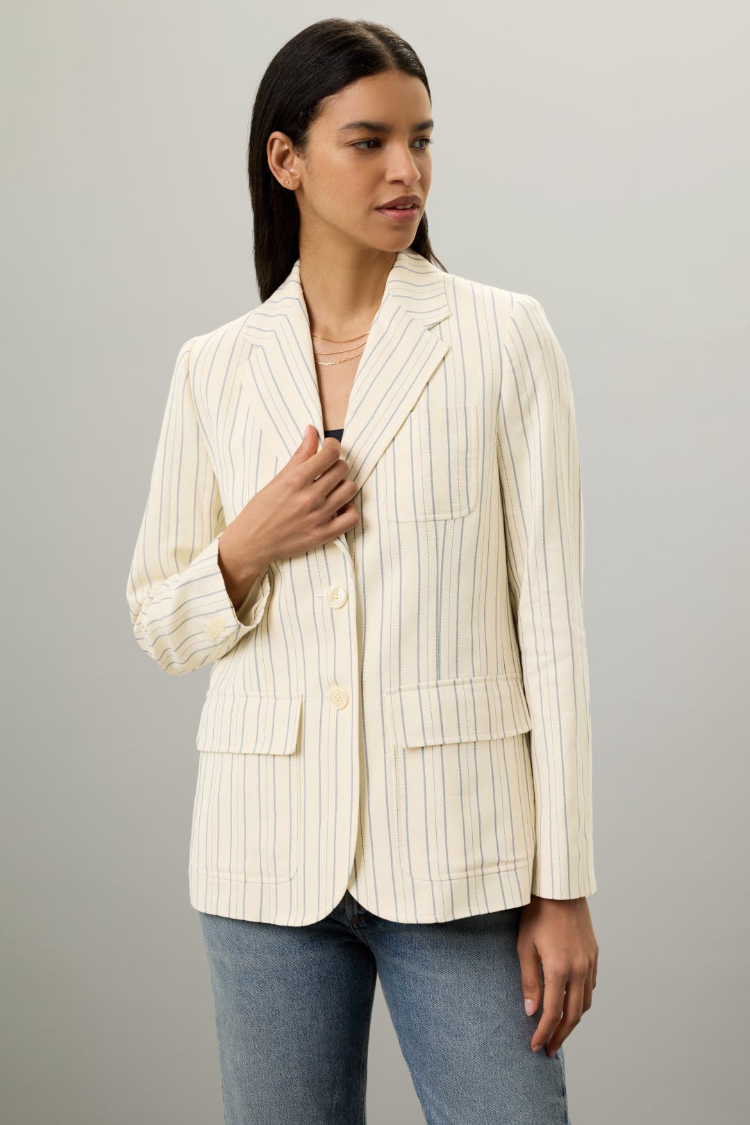 Lauren Ralph Lauren Lawdro Blazer Cream-blue-print