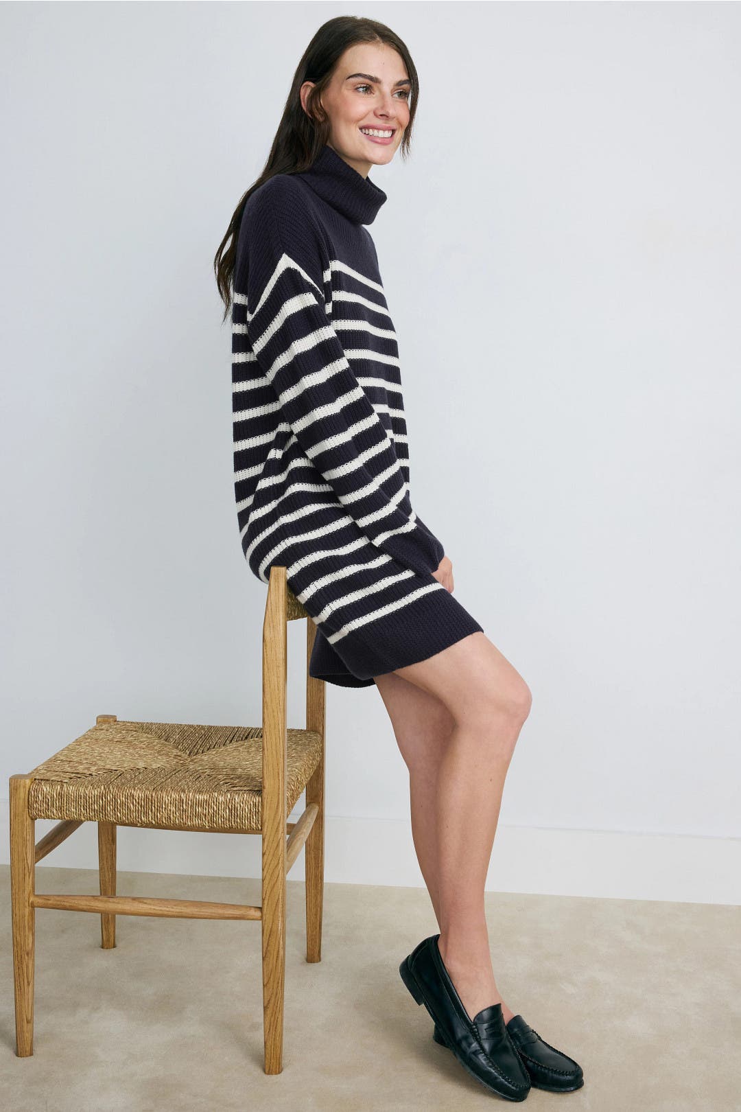 Lauren Ralph Lauren Striped Sweater Dress Blue-white-print
