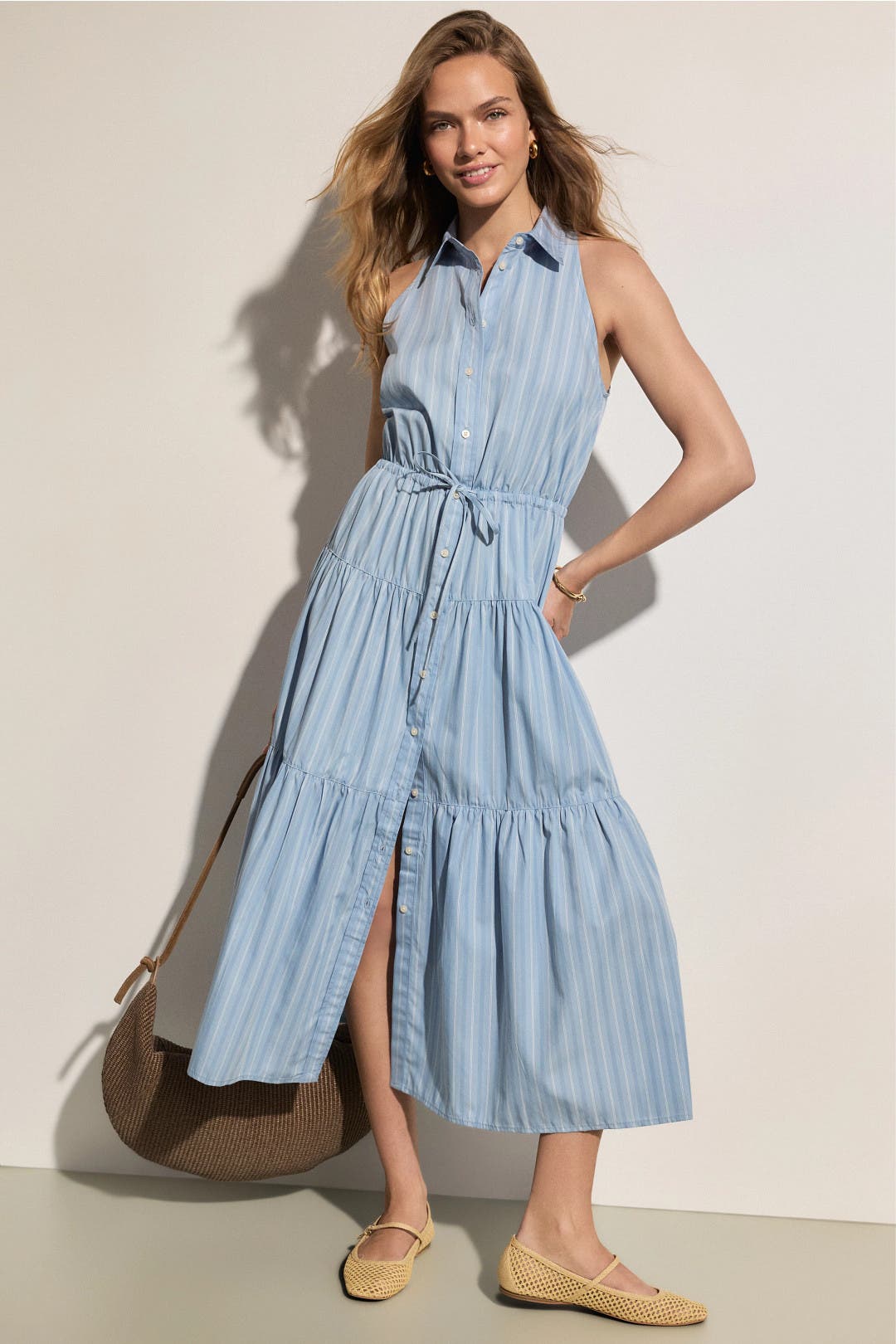 Lauren Ralph Lauren Striped Shirt Dress Blue-white-print