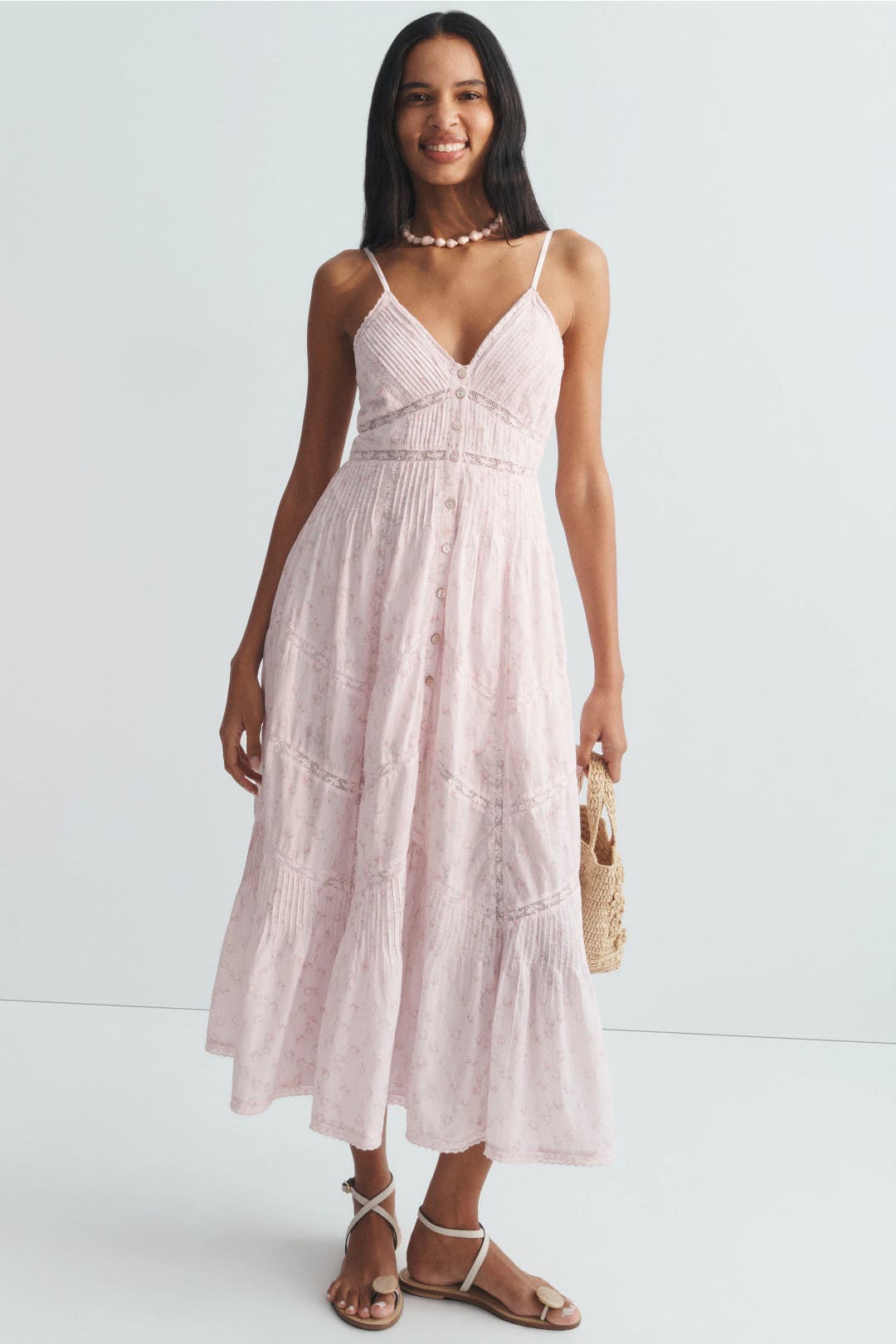 LoveShackFancy Esilda Dress Pink-cream-print