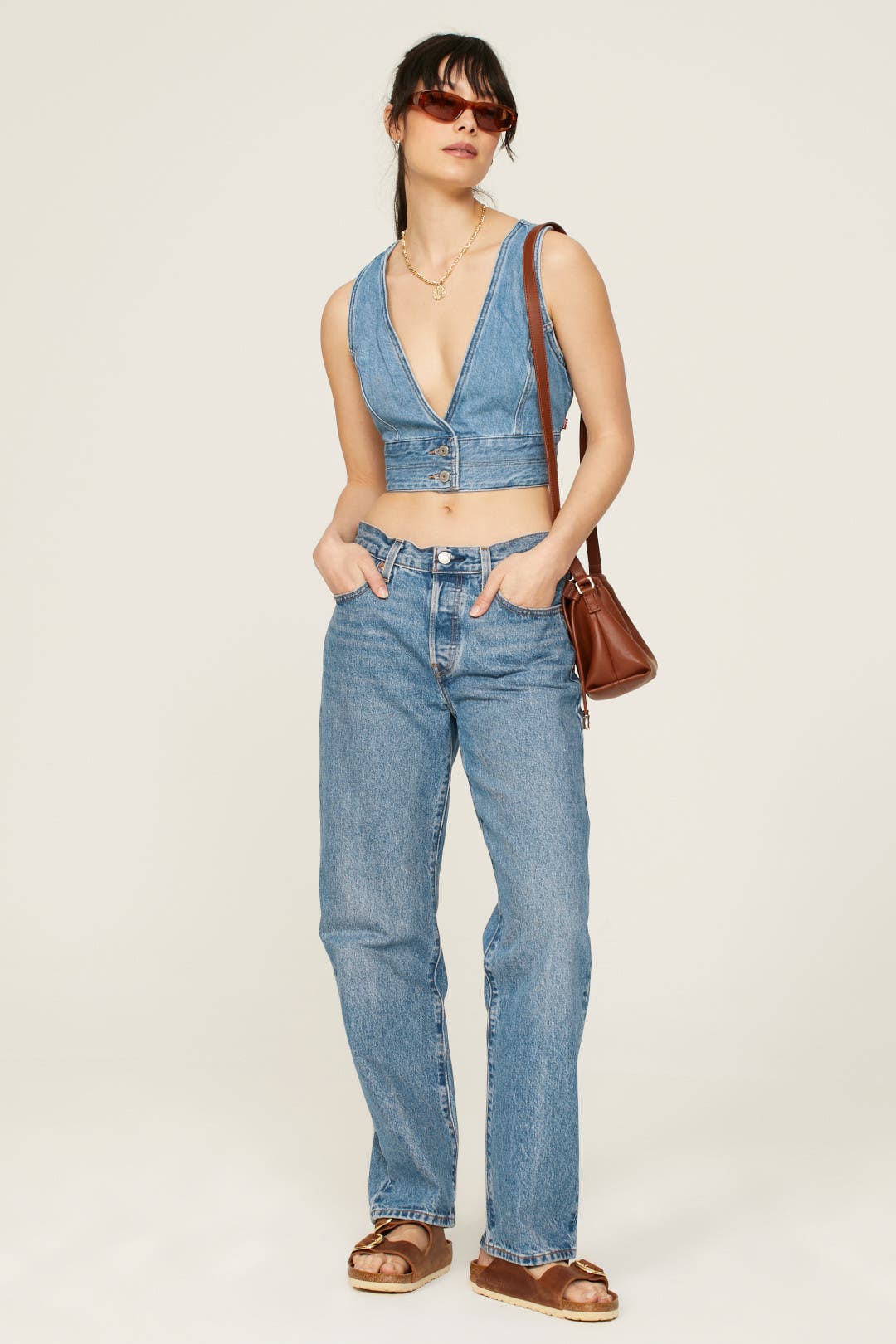 Levi's Raine Denim Crop Top Blue