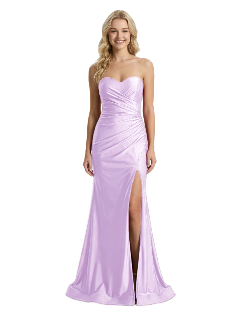 Sexy Sweetheart Ruched Prom Gown Side Slit Floor Length Mermaid Party Dress